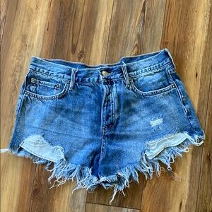 Denim Frayed Hem Women Shorts